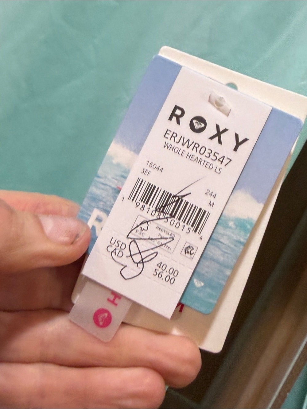 NWT Roxy Mint Long-Sleeve Rash Guard M - Picture 2 of 6